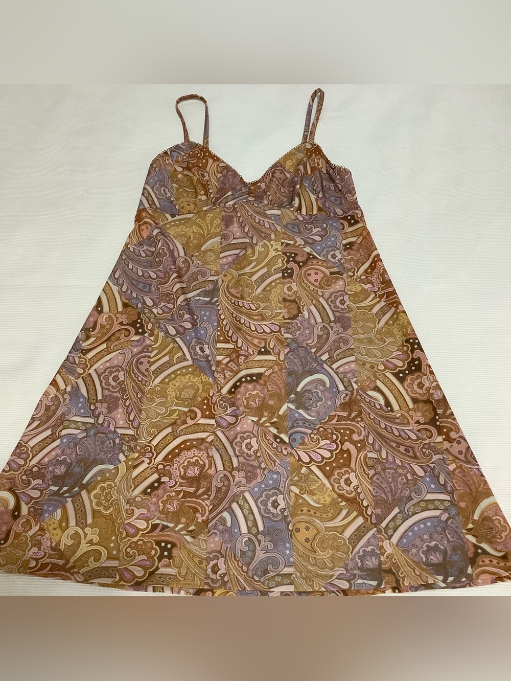 Zimmermann Mustard Paisley Lace-Up Ruffle Mini Dress Size 0 (0254) - Picture 7 of 16